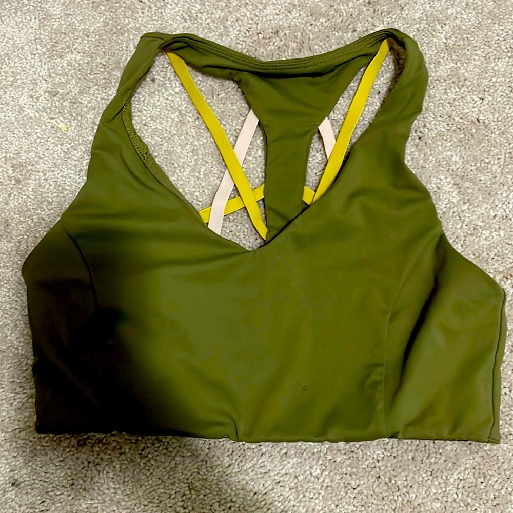 Army green fabletics sports bra